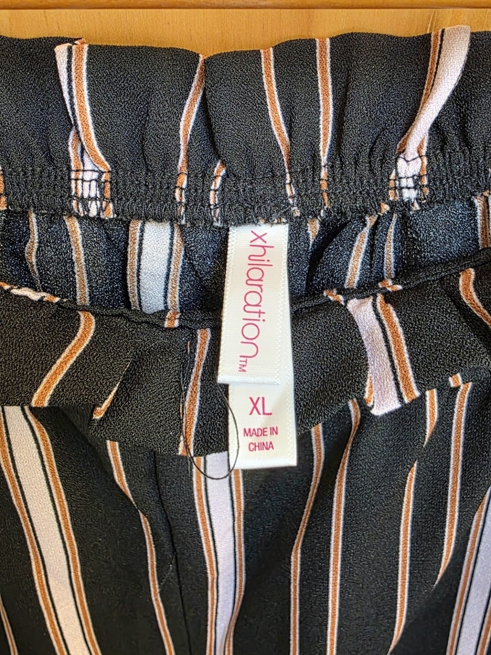 Xhilaration Black and White Vertical Stripe Wide-Leg Pants - Picture 2 of 3